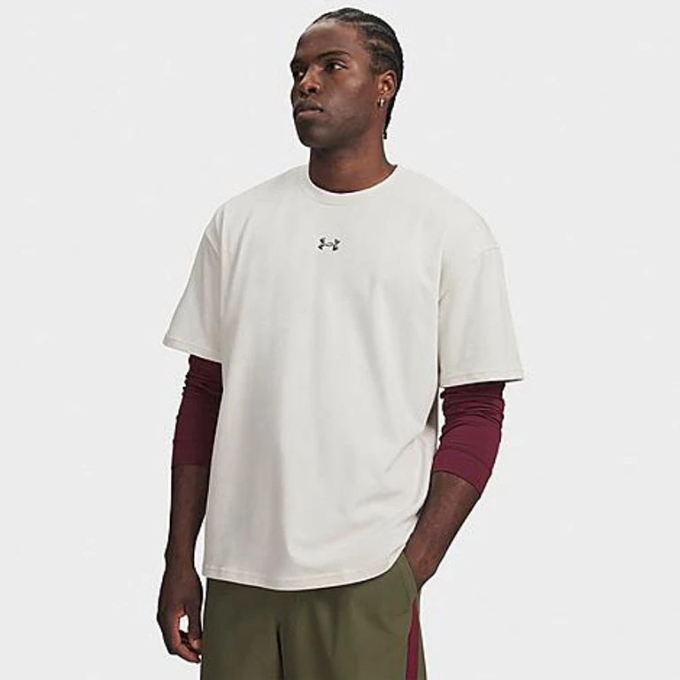 Under Armour Men's Heavyweight Metal Logo T-Shirt in Summit White/Summit White Size: XS