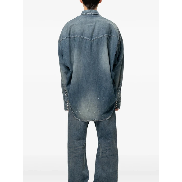 Kids Sticker Printed Denim Shirt