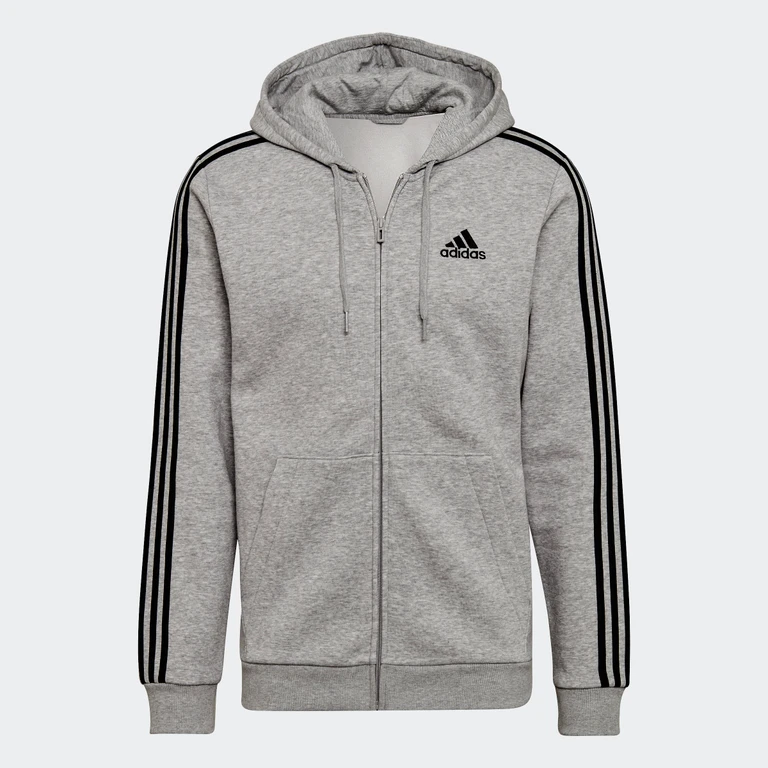Men's Essentials Fleece 3-Stripes Full-Zip Hoodie