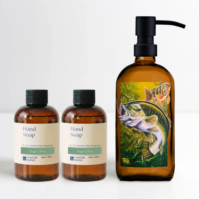 Big Catch - 16oz Statement Glass Dispenser and Sage Citrus Hand Soap Set