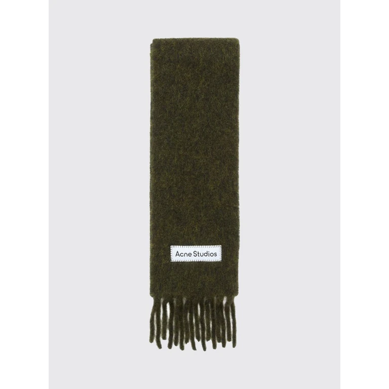 Alpaca and Wool Blend Fringed Scarf with Embroidered Logo (CA0443DAAY)