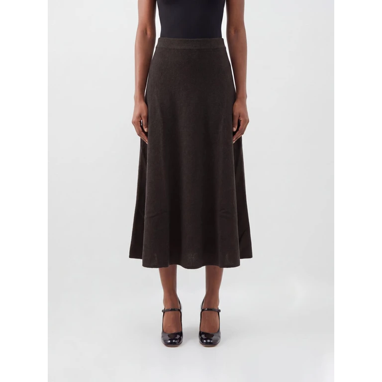 Knit Cashmere Midi Skirt with an Elasticated High Waist (2025337DFE)