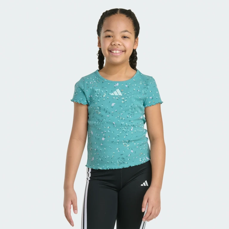 Girls' Short Sleeve Printed Baby Rib Tee