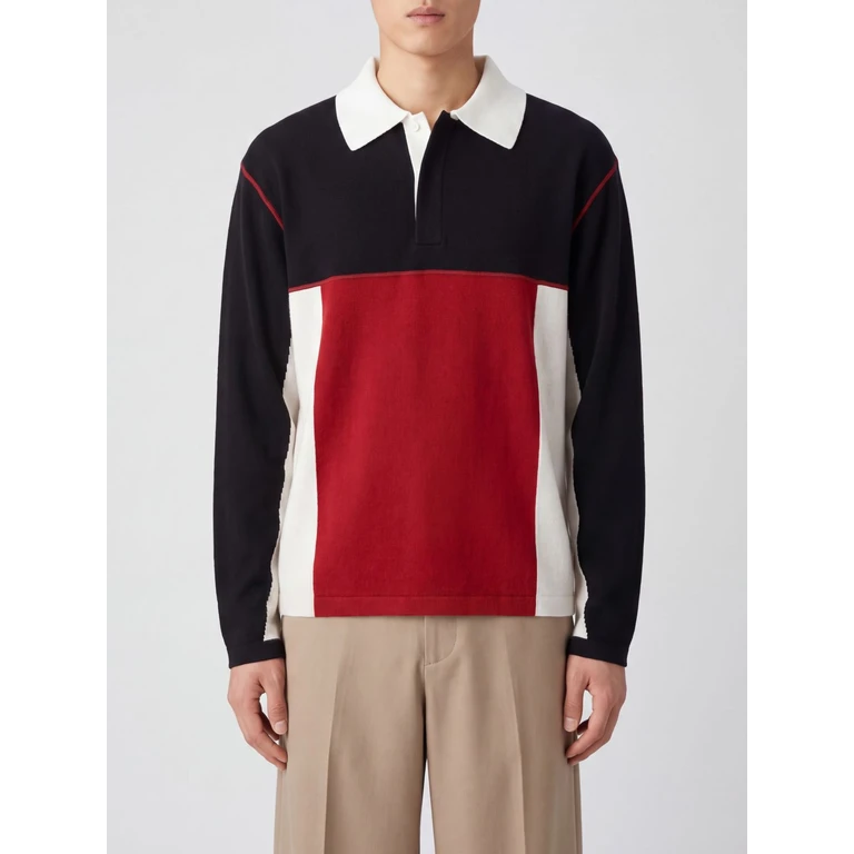 GUEST IN RESIDENCE Two-Tone Abstract Pattern Pure Cashmere Knitted Polo Shirt (M35310LMBRCCO)