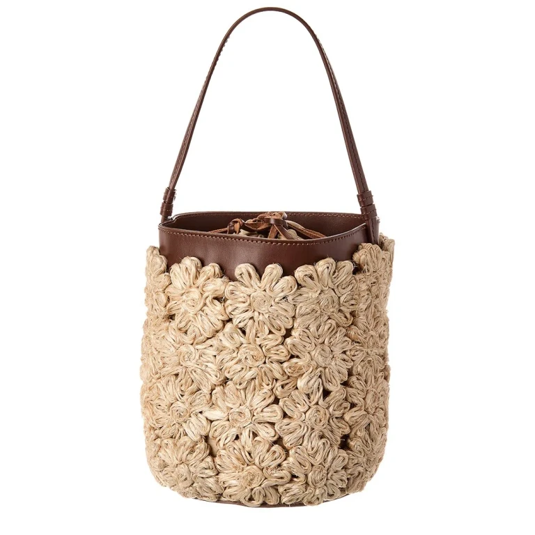 the Ravello Floral Straw Bucket Bag