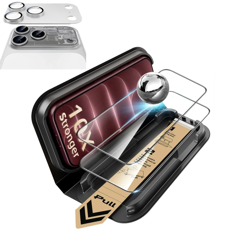 iPhone 18 Pro Max Bundle Armorite® Pro Screen Protector and Camera Lens Protector (Full Coverage) - Silver - Silver