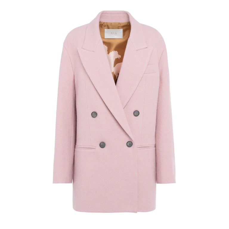 cloth jacket Tela double-breasted tweed pink tweed