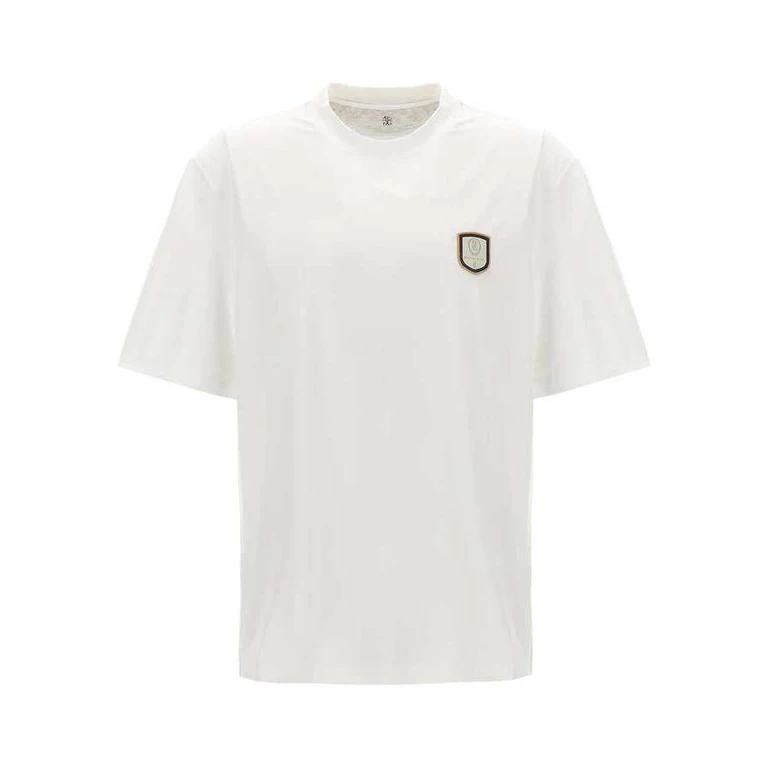 Mens White Short Sleeve Logo Patch Shirt