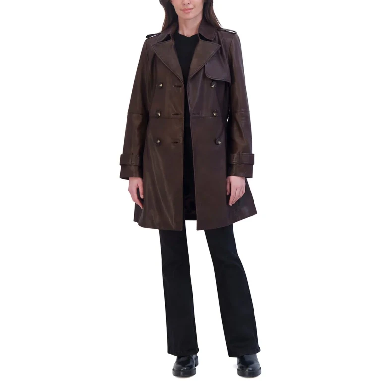 Natalie Medium Leather Trench Coat
