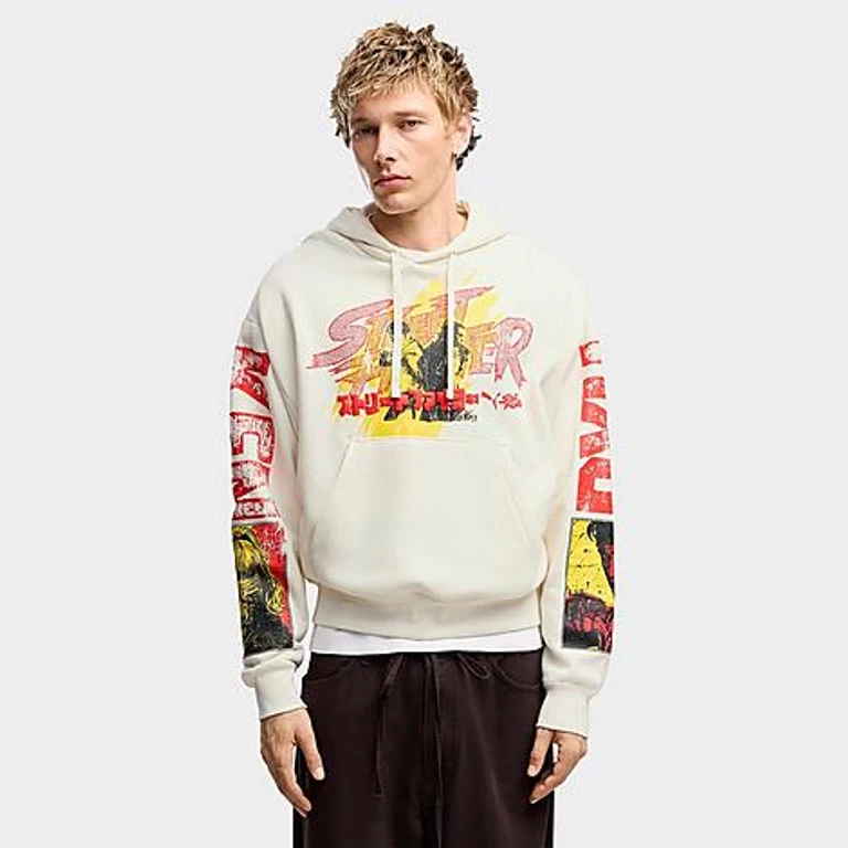 Men's Puma x Street Fighter Ryu and Ken Pullover Fleece Hoodie in Warm White Size: Small
