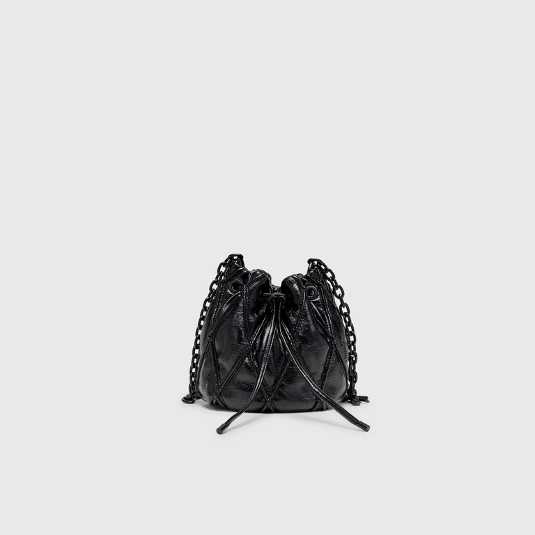 Charm-D - Bucket bag in shiny quilted PU - Shoulder Bags - Woman - Black