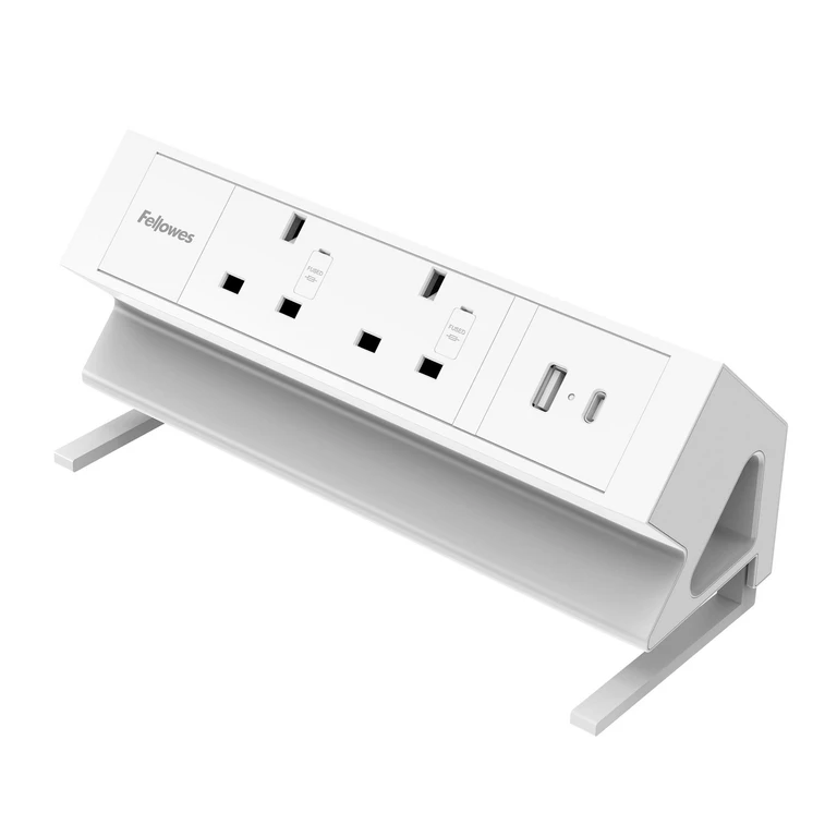 Power Desk 2 Socket with 2 Power Sockets 1 USB-A & USB-C Ports White