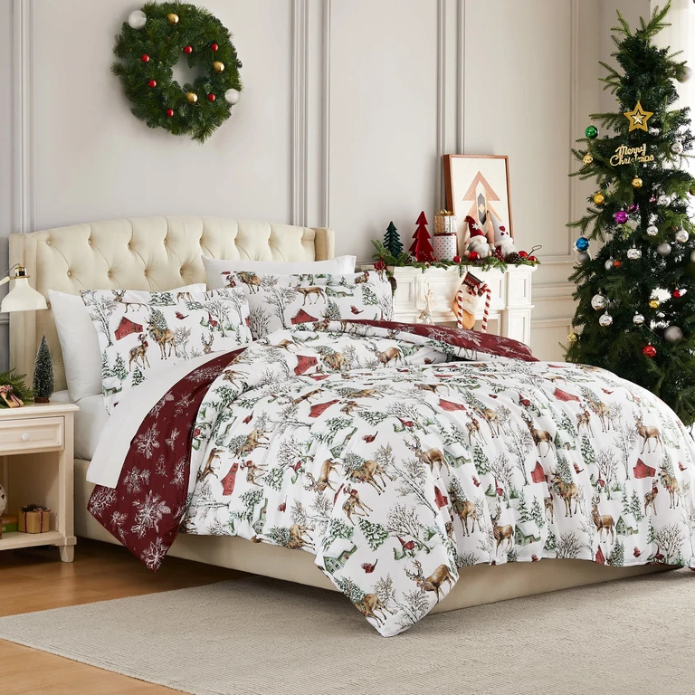 White Christmas Oversized Duvet Cover Set