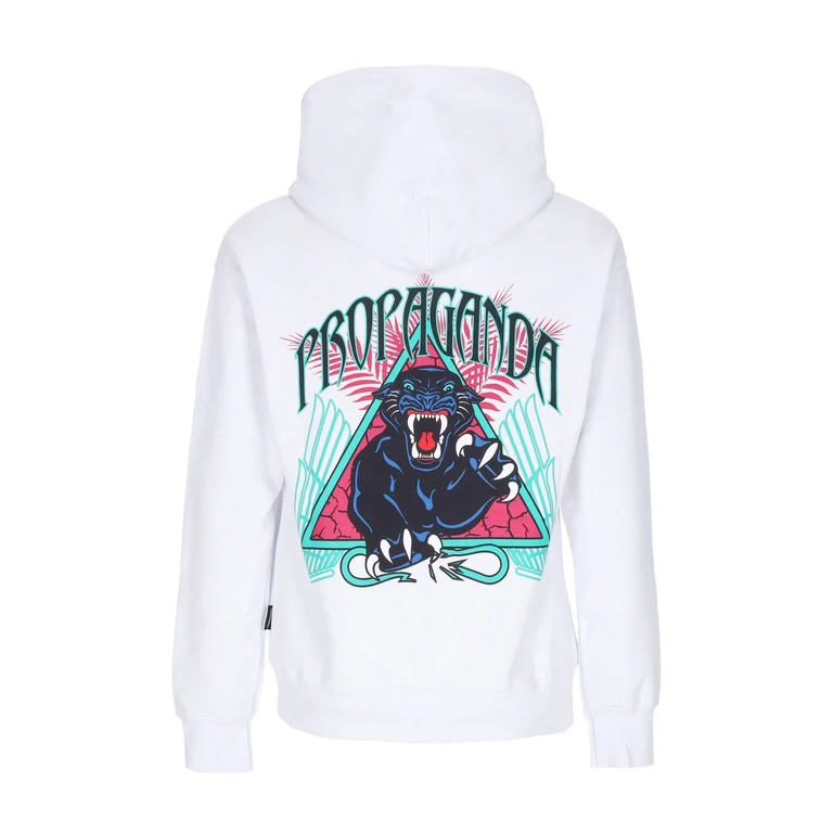 Men's Lightweight Hooded Sweatshirt Triangle Panther Hoodie White