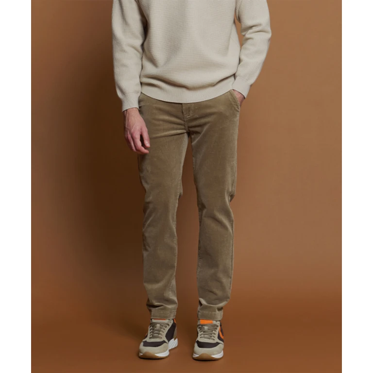 Beige Regular Slim-Fit Corduroy Pants