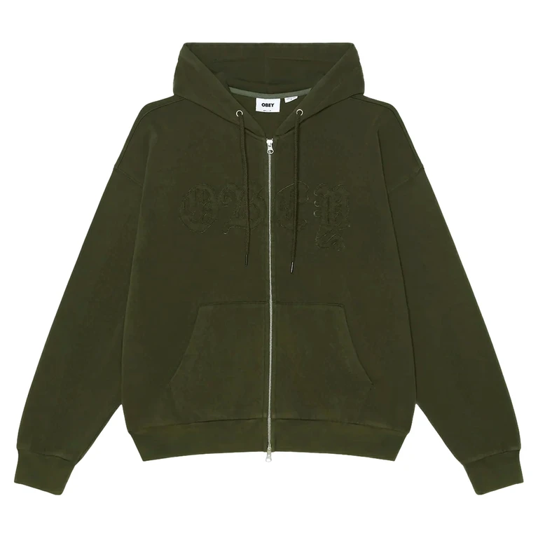 phenol Obey gothic zip hood - dusty black olive