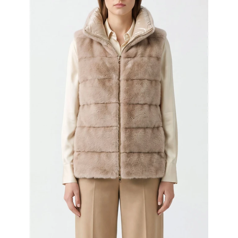 Padded Faux Fur Gilet with High Neck and Zip (PI002282D129412113)
