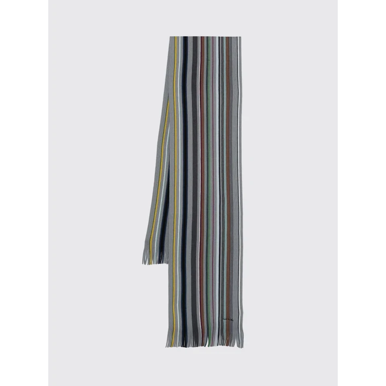 Multicolor Striped Wool Scarf with Fringed Edge (M1A151FW10370)