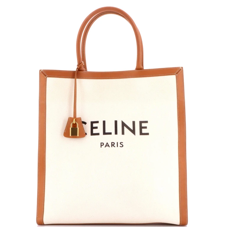 Vertical Cabas Tote Canvas with Leather Large