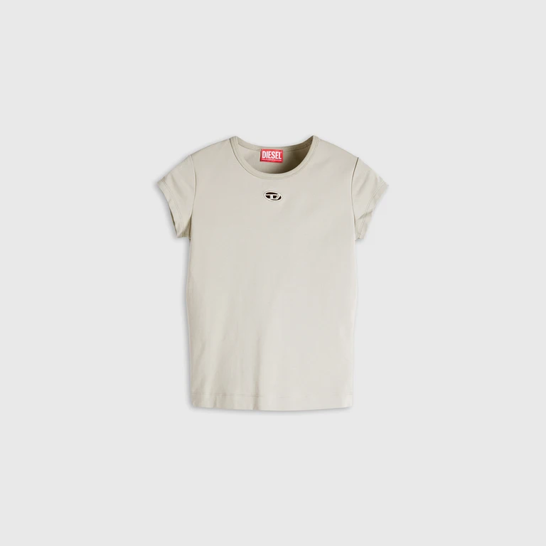 T-shirt with cut-out embroidered logo - T-Shirts - Woman - Grey