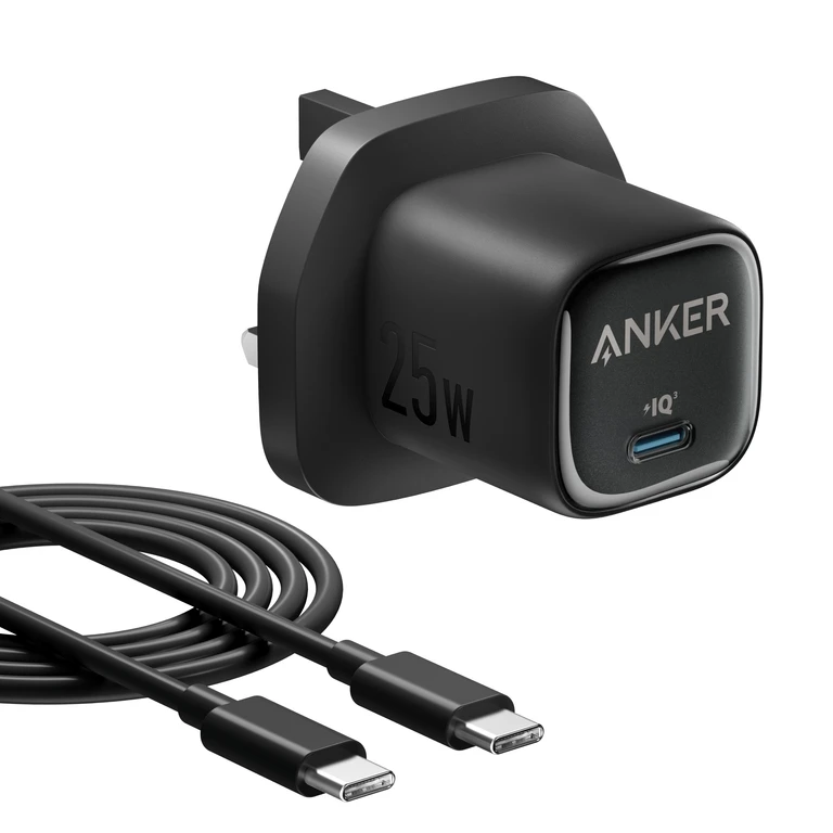 USB-C Charger, 25W with USB-C Cable, Black