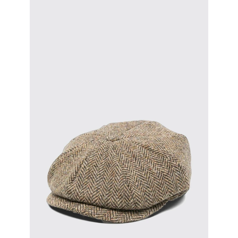 Chevron Virgin Wool Flat Cap with a Structured Visor (EM008480AF32763F1042)
