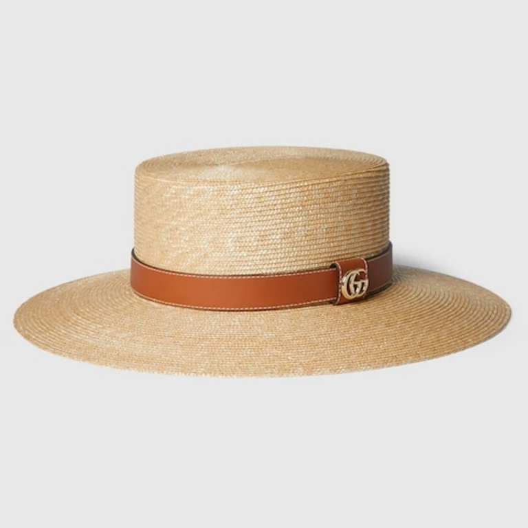 Straw Hat With Leather Detail