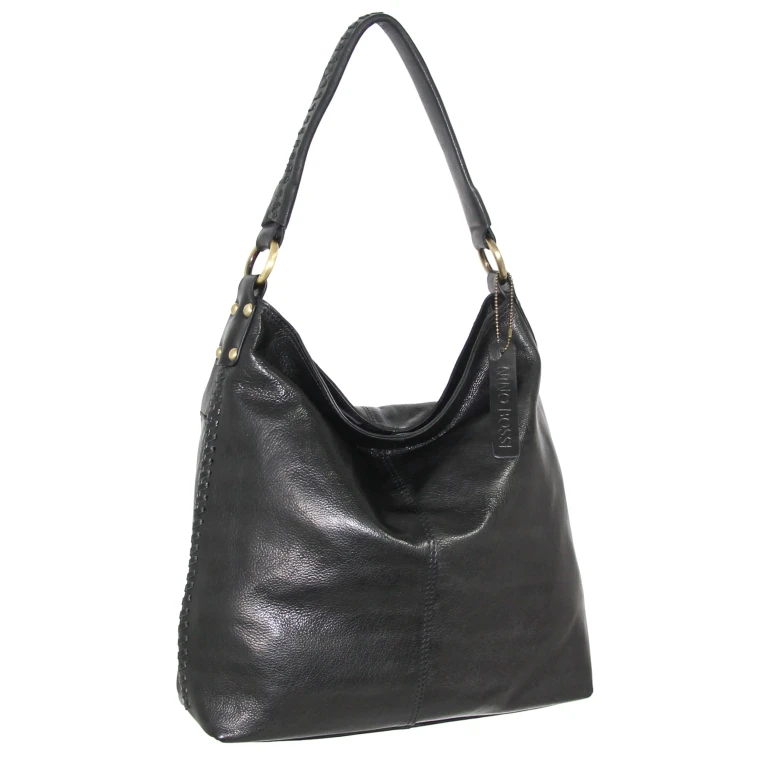 Aislynn Leather Hobo - Black