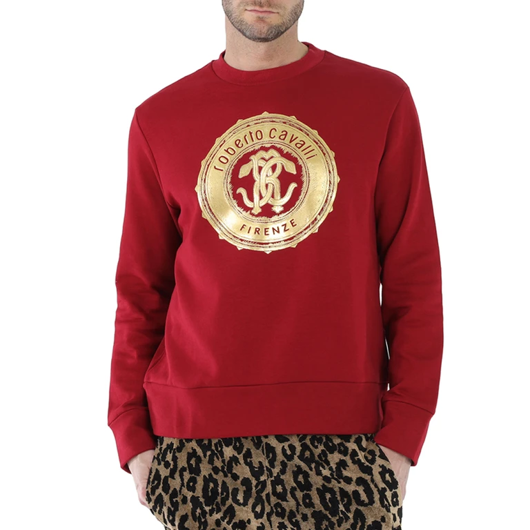 Carmine Foil Mirror Snake Logo Cotton Sweatshirt