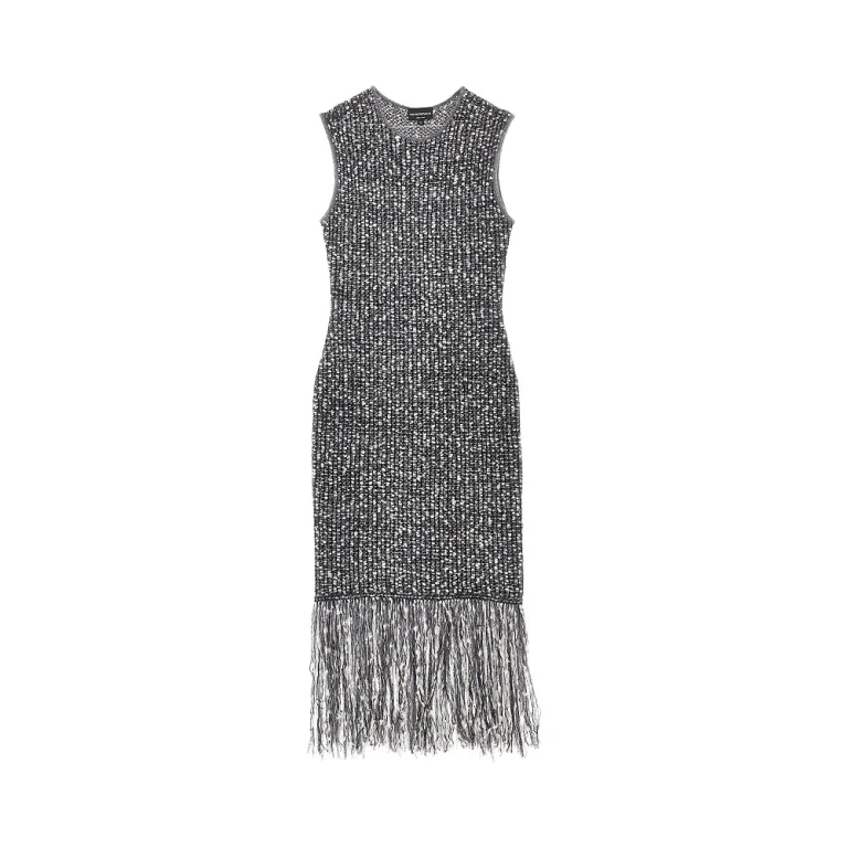 Fringed knit midi dress Woman 40