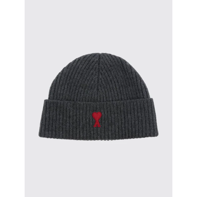 Wool Beanie Hat with Contrast Ami de Coeur Logo (BFUHA116D018084)