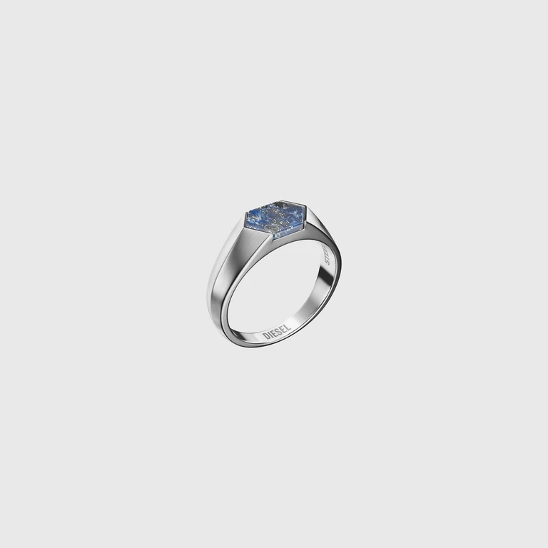 Diesel - Lapis Signet Ring - Rings - Unisex - Silver