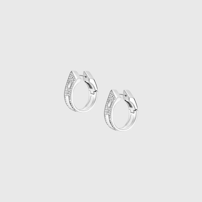 Stainless steel pave hoop earrings - Earrings - Unisex - Silver