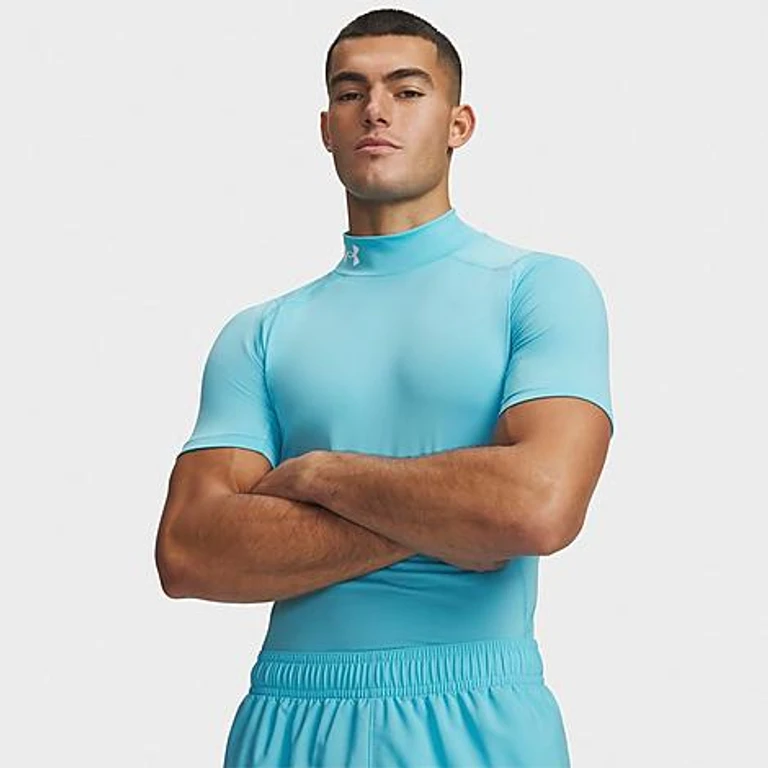 Under Armour Men's UA HeatGear Mock Training Top in Fresco Blue/White Size: XS