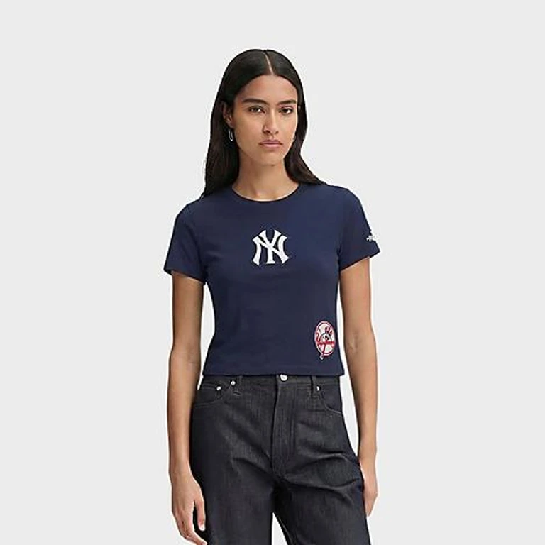 Women's New York Yankees MLB Game Day Classics Single Jersey Baby Doll T-Shirt in Midnight Navy Size: XS