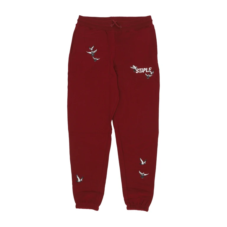 Lightweight Men's Tracksuit Pants Flock Logo Sweatpant Burgundy