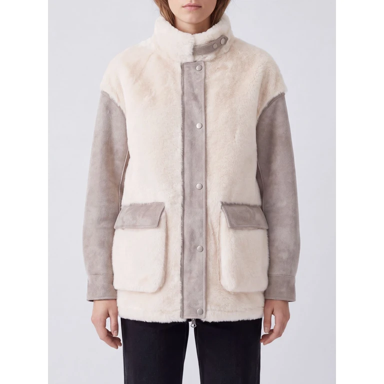 Fur Coat Woman color Beige (BJ20368CASHEW/CREAM)