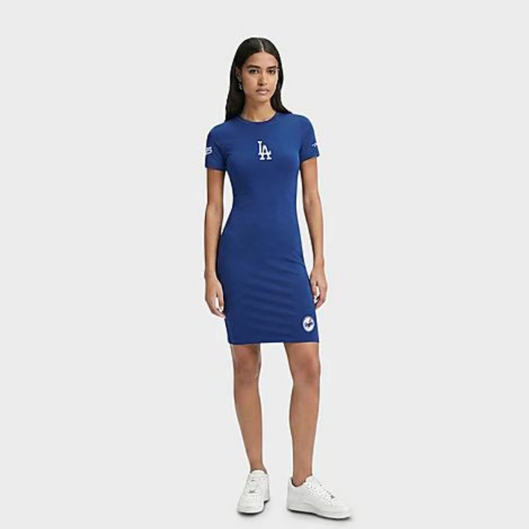 Pro Standard Women's Los Angeles Dodgers MLB Classic Chenille Bodycon Dress in Dodger Blue Size: XS