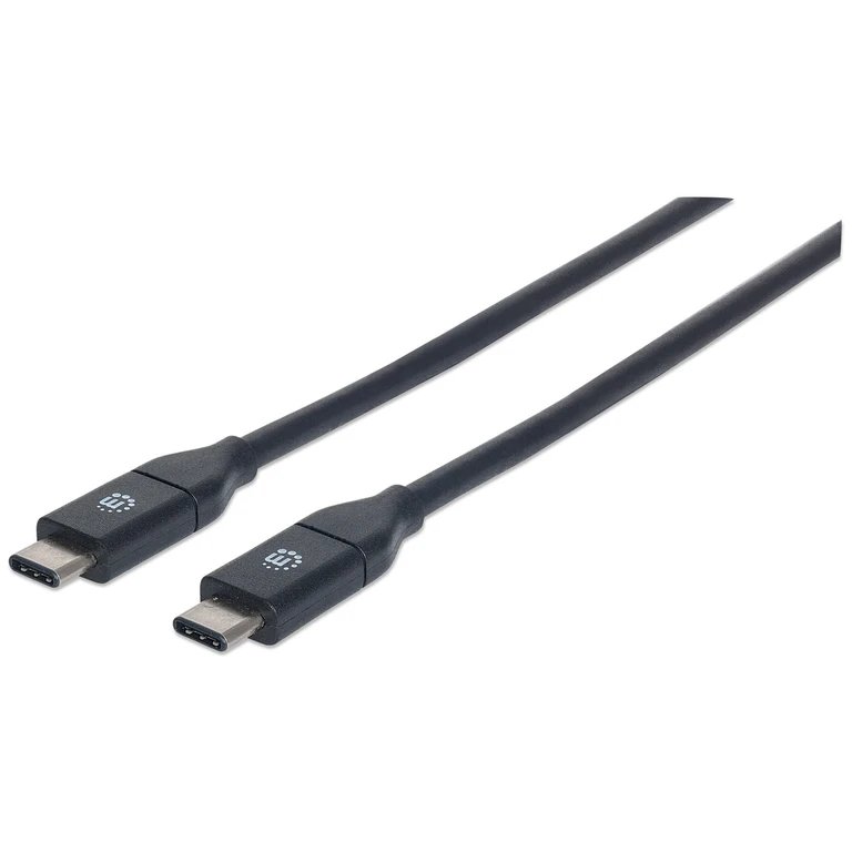 Manhattan USB-C to USB-C Cable, 1m, USB 3.2 Gen 2 (formerly USB 3.1 Gen 2), 10 Gbps, 3A Fast Charging, SuperSpeed+ USB, Black, Lifetime Warranty, Equivalent to USB31CC1M