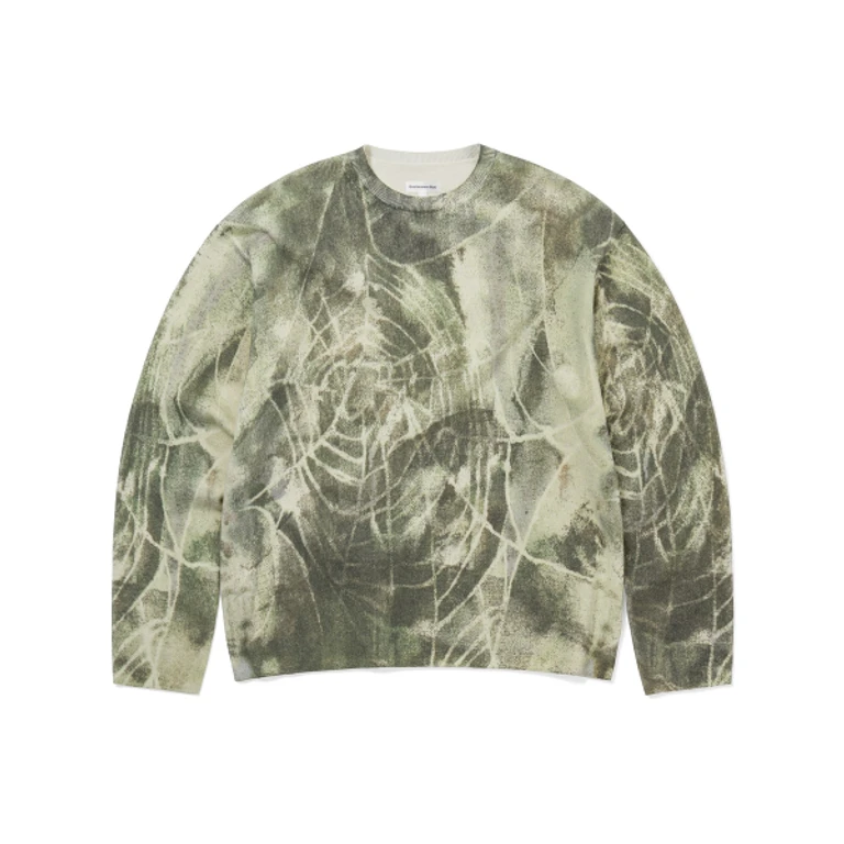 Abstract Web Knit Sweater Olive