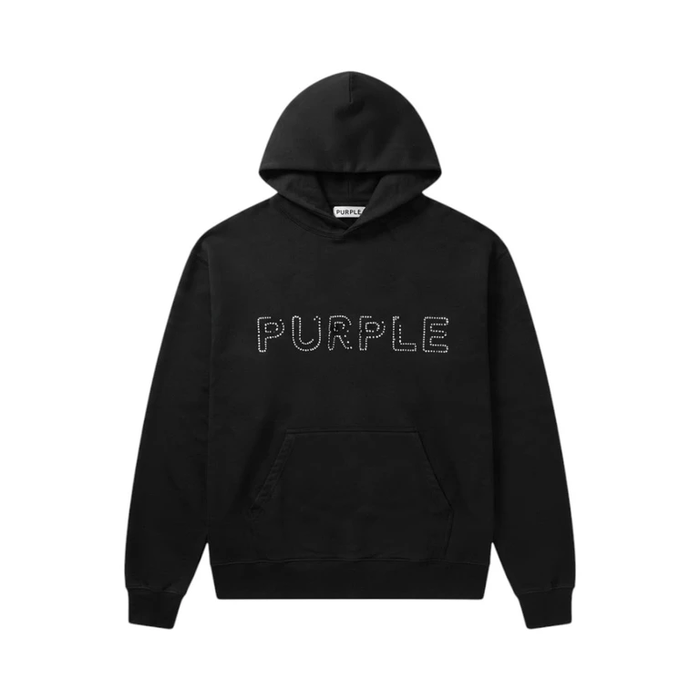 Felpa Oversize Nera con Logo Strass