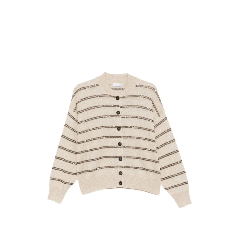 Sequin-embellished Striped Cardigan