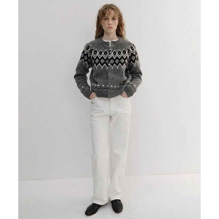 UNISEX CHUNKY PATTERN CARDIGAN MELANGE GREY