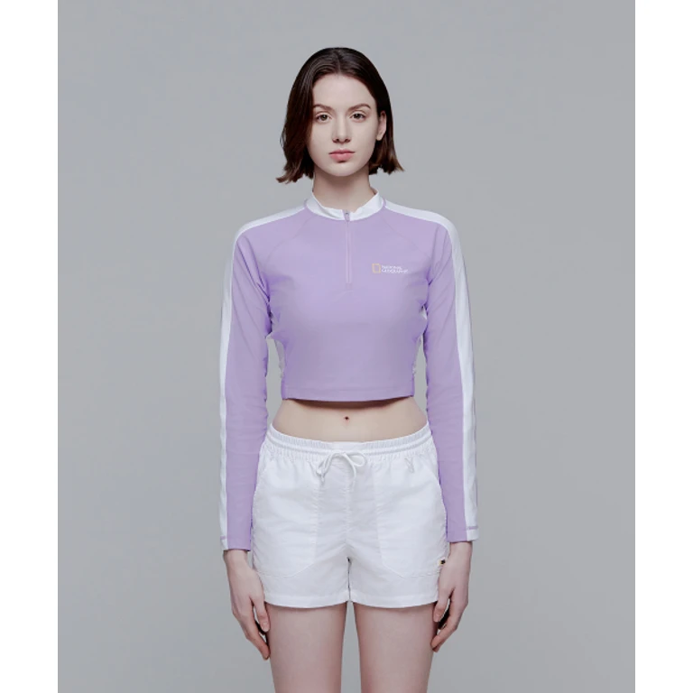 N242WRG610 Women's Crop Half-Zip Rash Guard LAVENDER