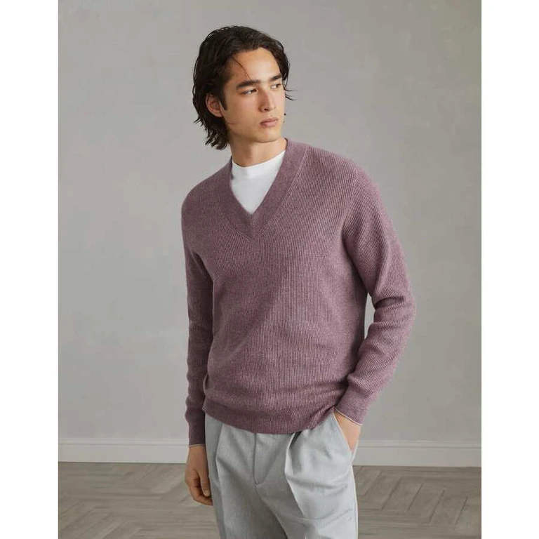 Men's Onion Wool V Neck Sweater