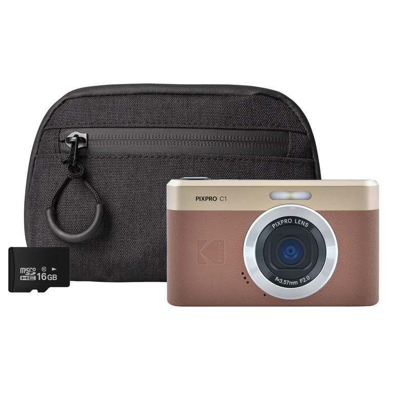 PIXPRO C1 13MP 4x Digital Zoom Compact Camera - Brown - Camera +