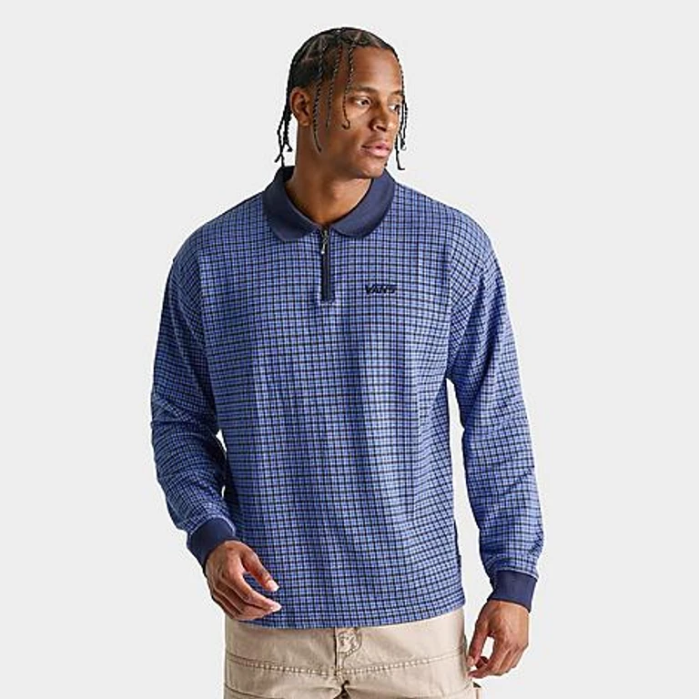 Men's Javon Knit Long-Sleeve Quarter-Zip Polo Shirt in Parisian Night Blue Size: Small