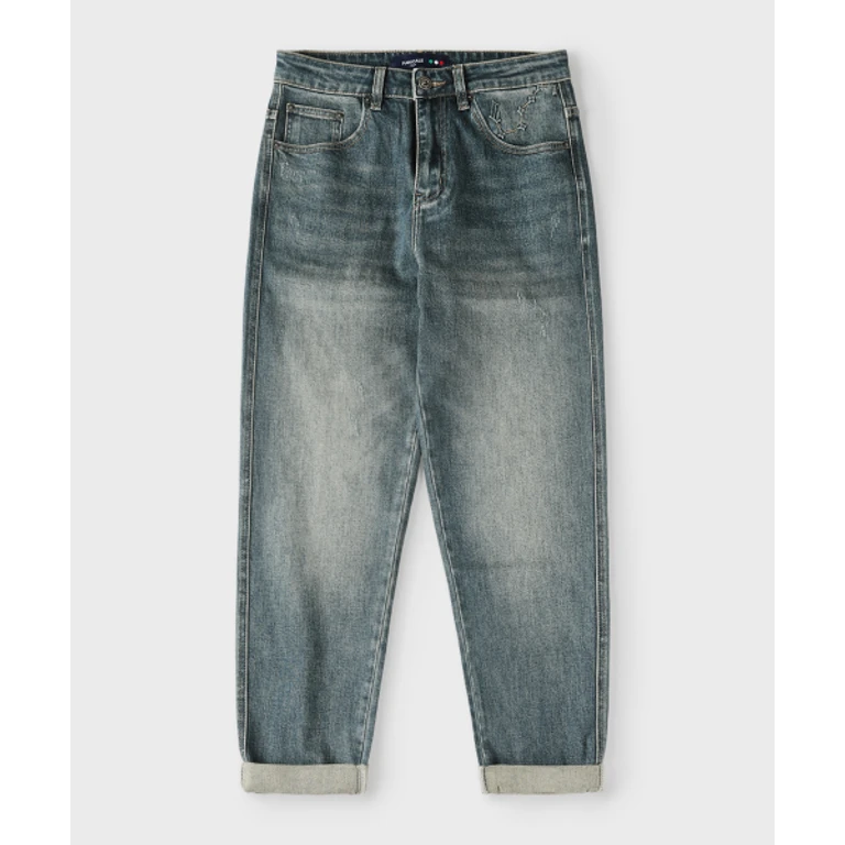 Blue Vintage Washed Denim Pants