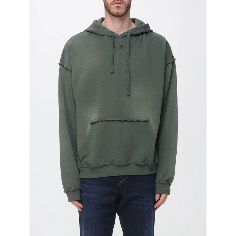 S-Pock-Hood Cotton Jersey Hoodie with Distressed Effect (A228310EFBR51F)