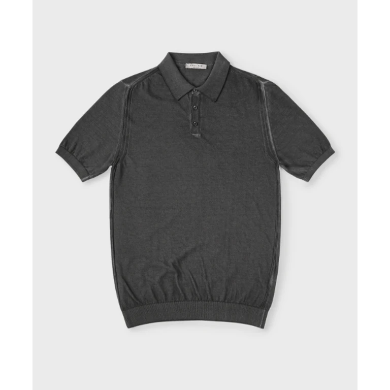 Charcoal Garment-Dyed Polo Knit
